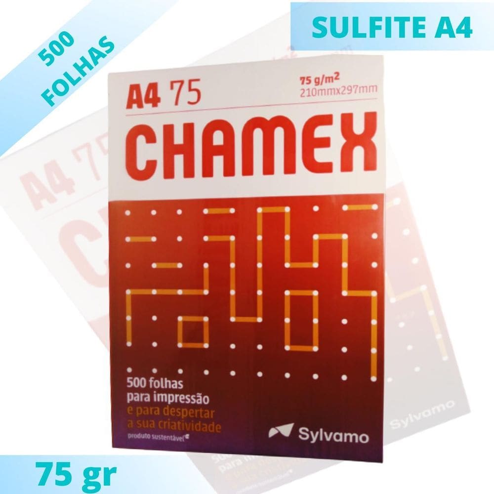 Papel Sulfite A4 Resma 500 Folhas Chamex 75Gm 210X297Mm