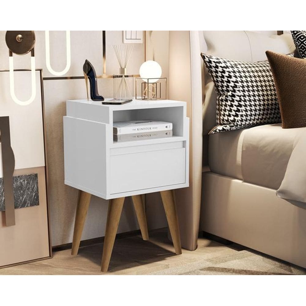 Mesa Cabeceira Pés Palito Evora Branco Comprar Moveis Sua