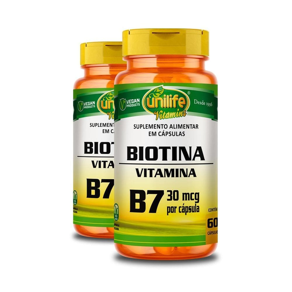 Kit 2 Vitamina B7 Biotina 60 Cápsulas Unilife