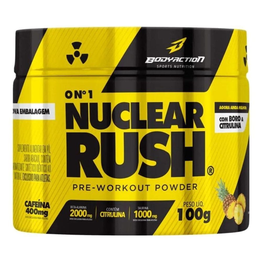 2X Pre Treino Nuclear Rush 100G Nova Formula Boro E Citrolin