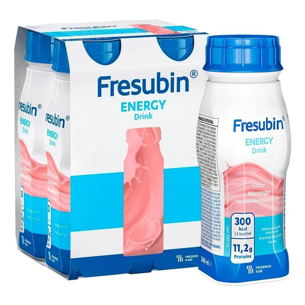 2X Fresubin Energy Drink 200Ml - Morango - Kit Com 4