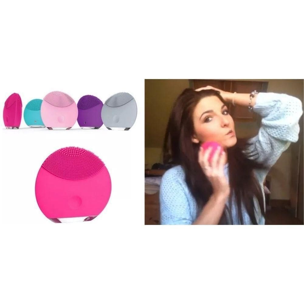 Escova Limpeza Facial Elétrica Silicone T-Sonic Rosa Luxo