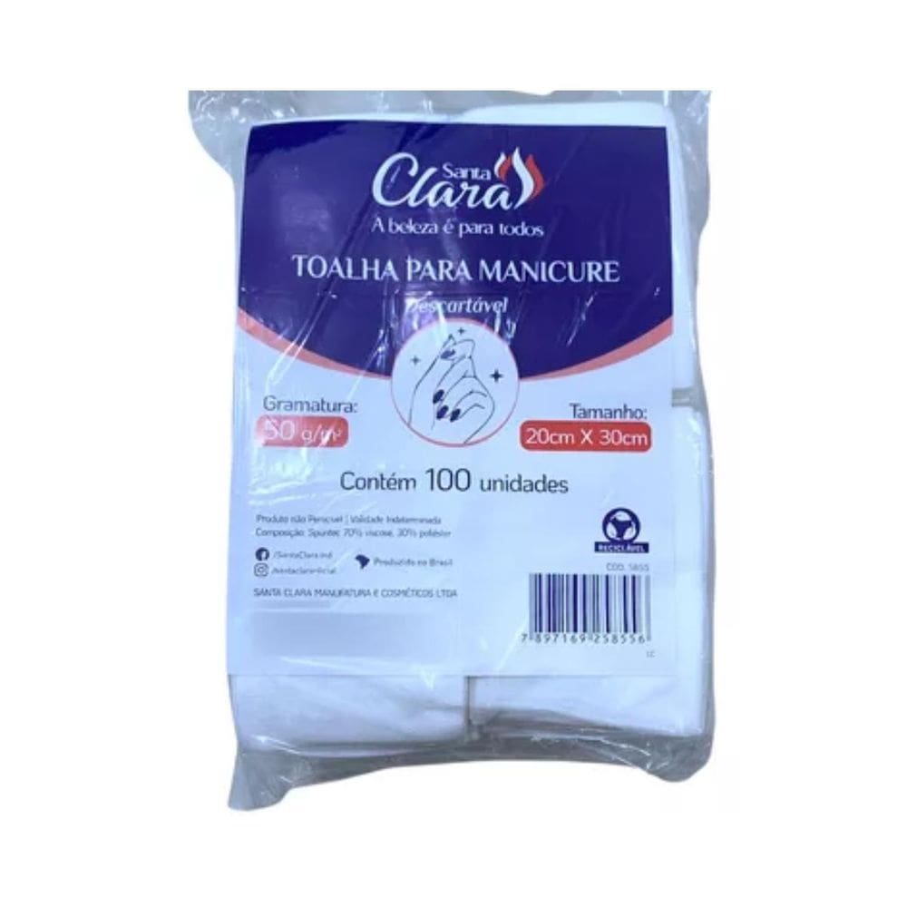 Toalha Para Manicure Descartável 20 X 30Cm 100Un Santa Clara