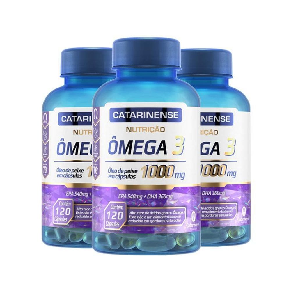 Kit 3 Ômega 3 Epa 540Mg Dha 360Mg Catarinense 120 Cápsulas