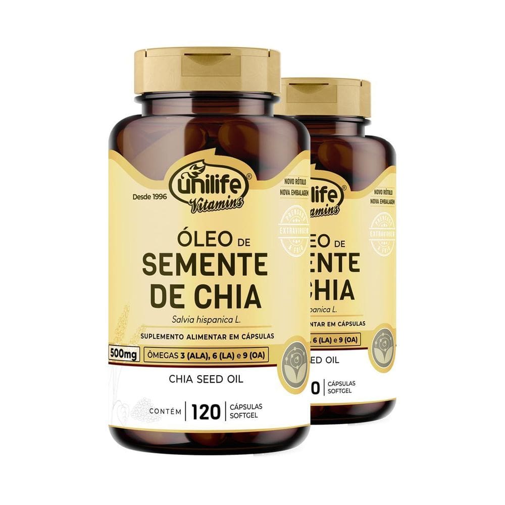 Kit 2 Óleo De Semente De Chia Unilife 120 Cápsulas