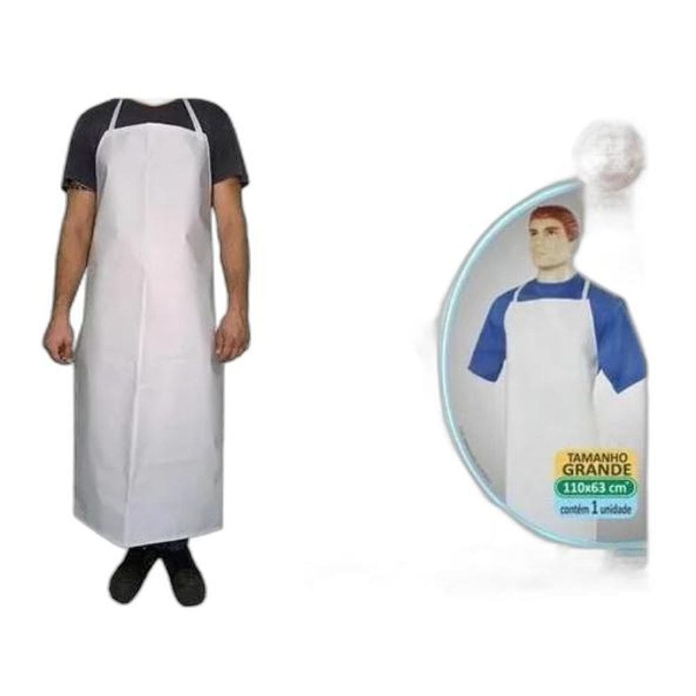 2X Avental Emborrachado Grande 110X63 Cm Lamare Cor Branco