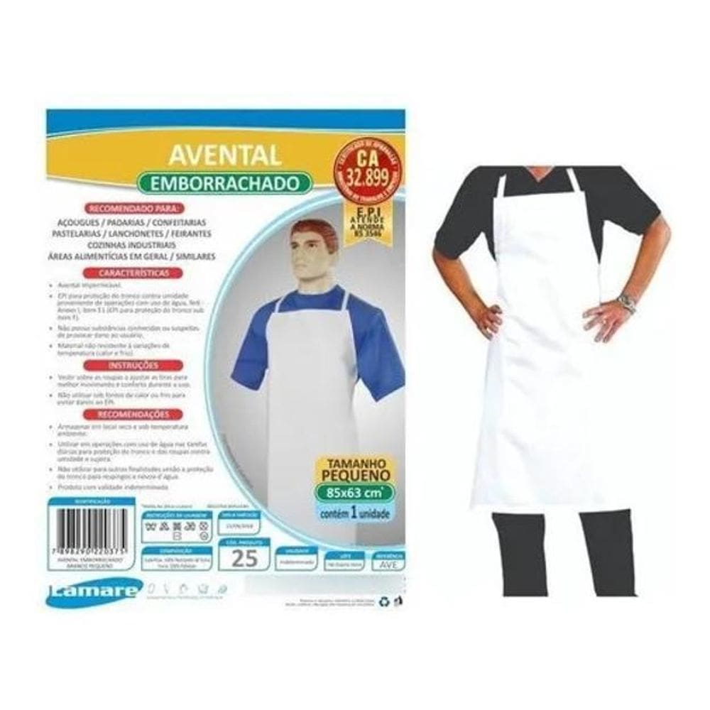 2X Avental Emborrachado Pequeno 85X63 Cm Lamare Cor Branco