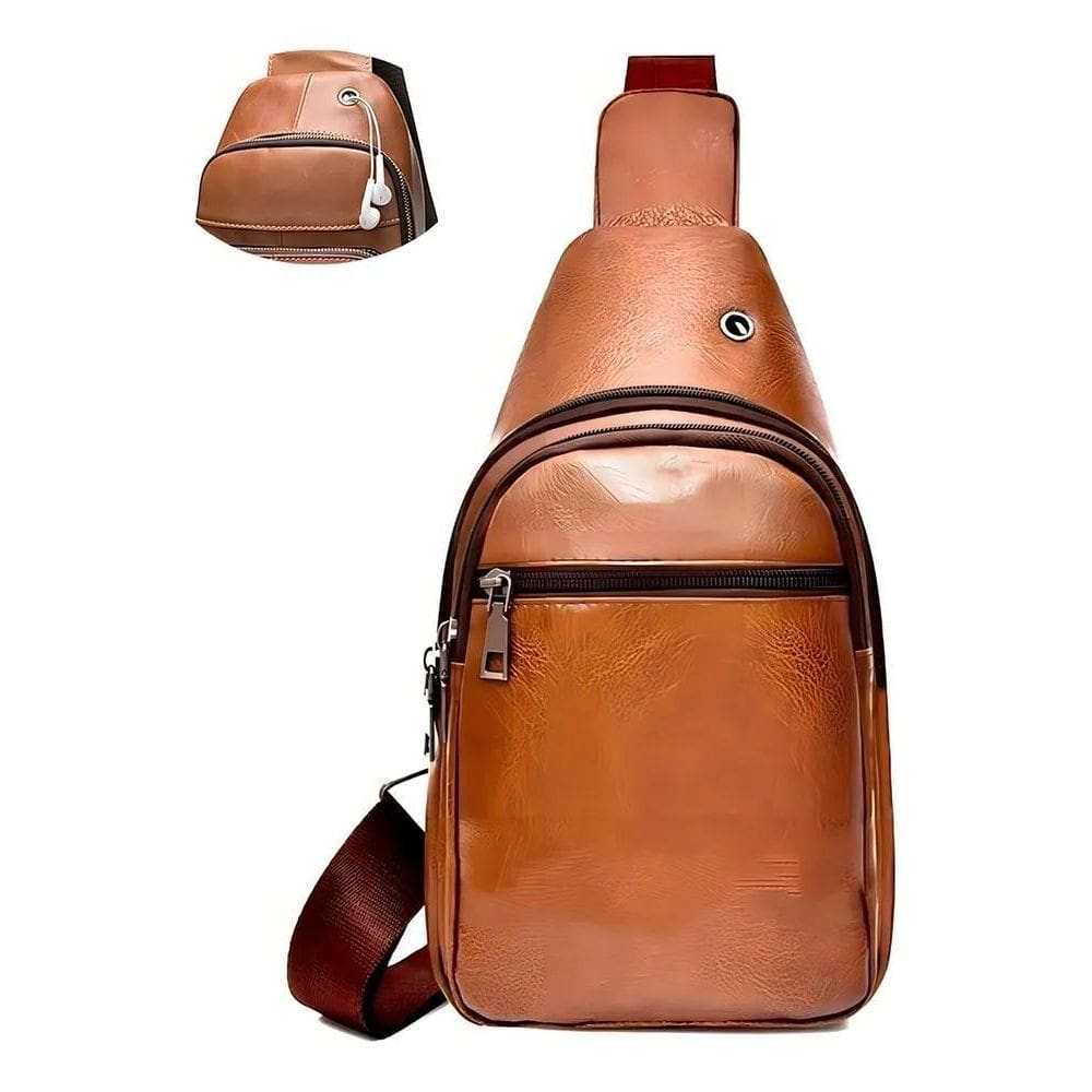 2X Bolsa Tiracolo Masculina Pochete Transversal Couro Ombro