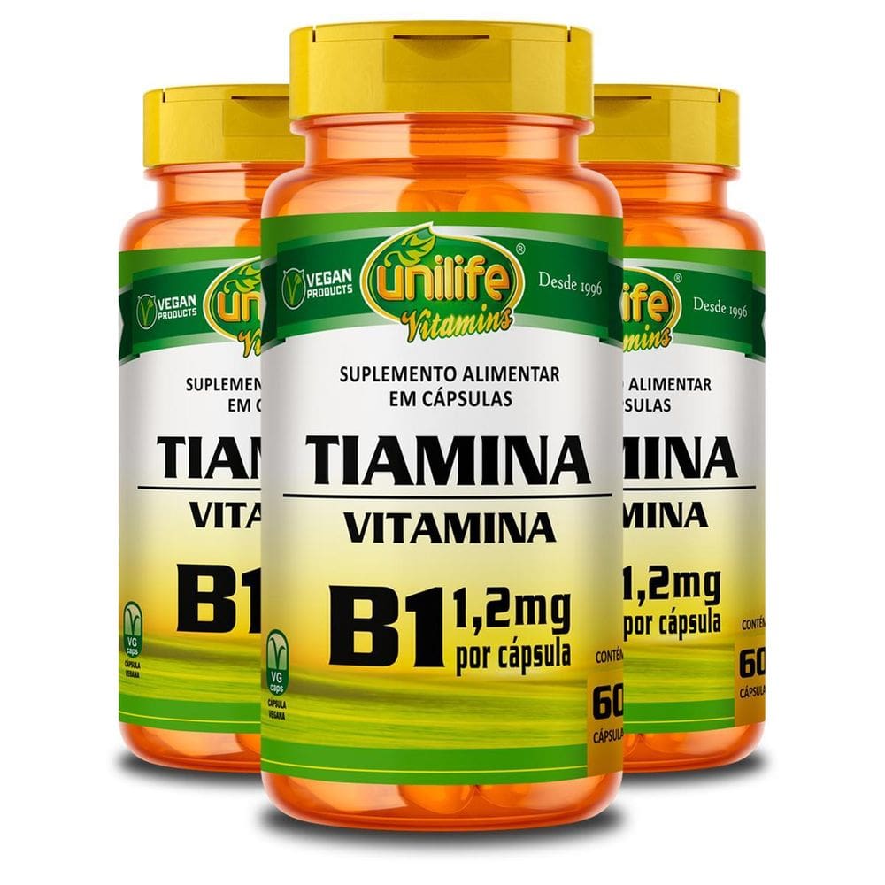 Kit 3 Vitamina B1 Tiamina Unilife 60 Cápsulas