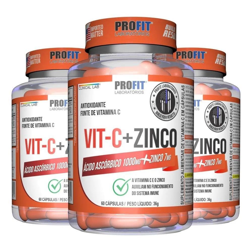 2X Suplemento Em Cápsula Profit 3X Vitamina C 1000G + Zinco