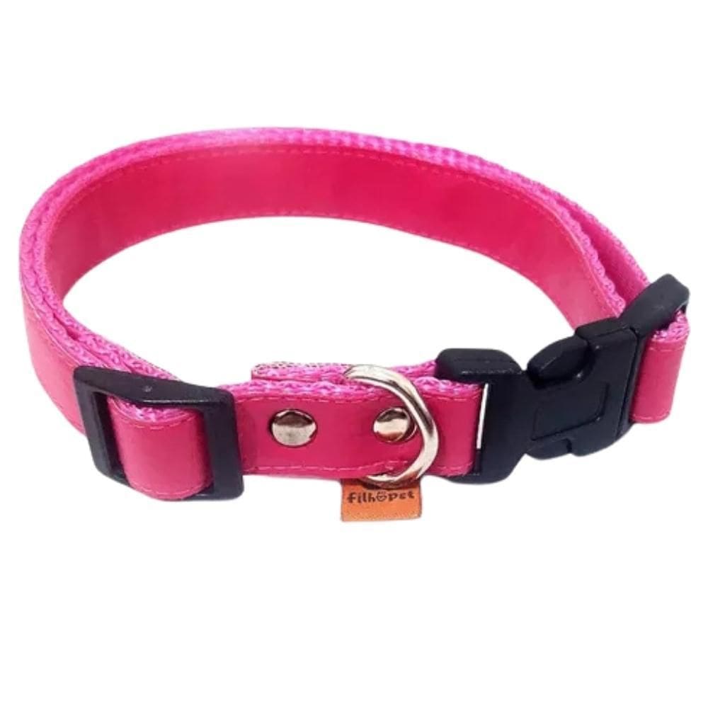 Coleira De Camurça Ajustável Para Cães Tamanho M Cor Rosa