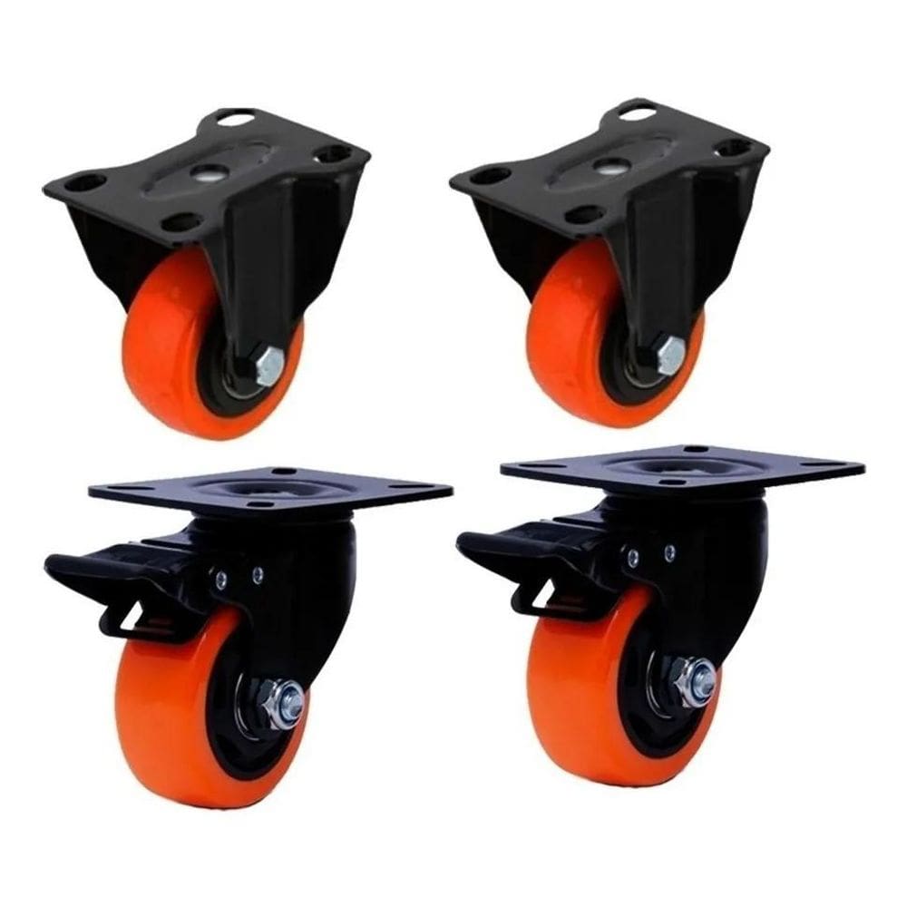 2X 4 Rodinha Rodízio Roda Reforçada Com E Sem Freio Trava 50