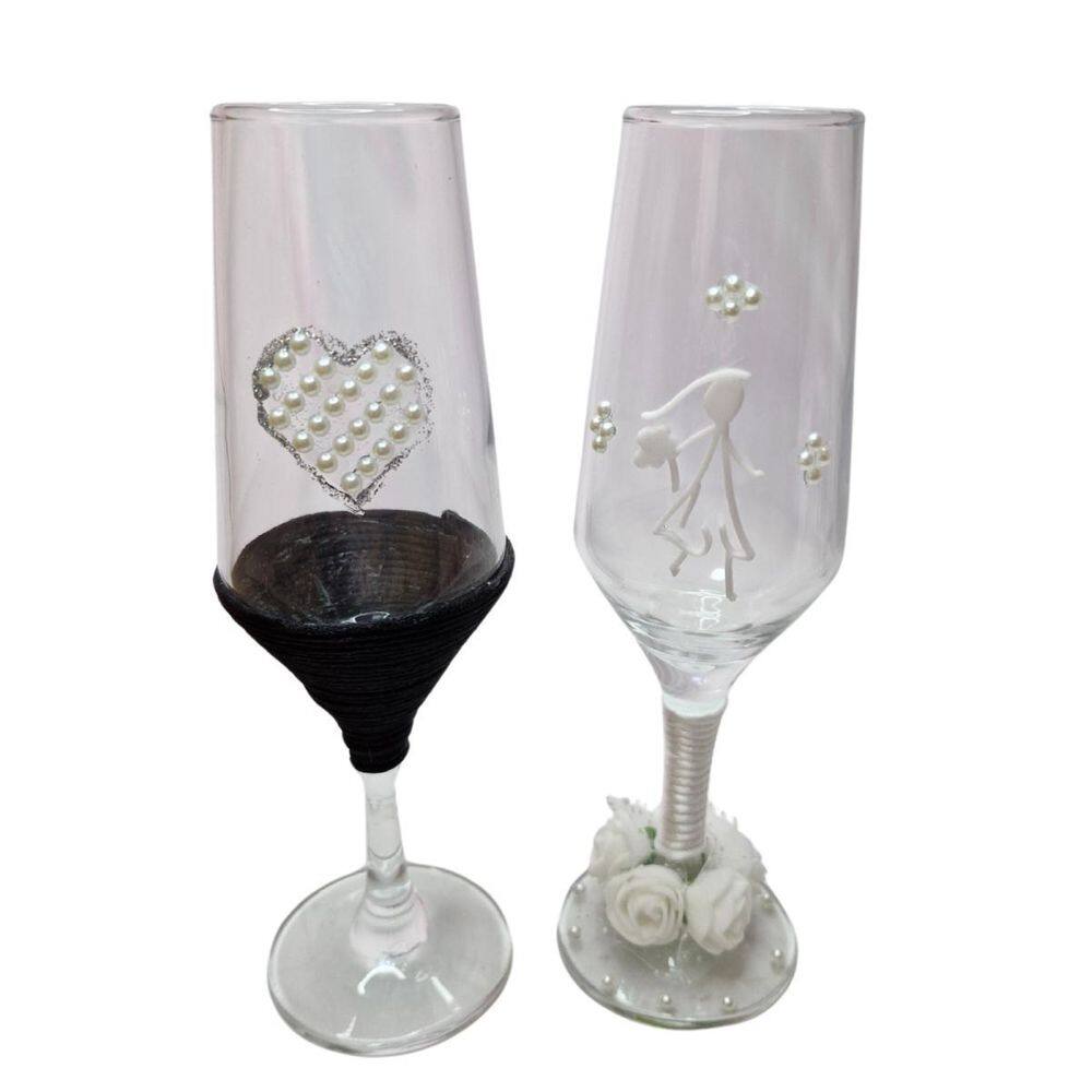 2 Taças Vidro Casamento Noivos  Romântico