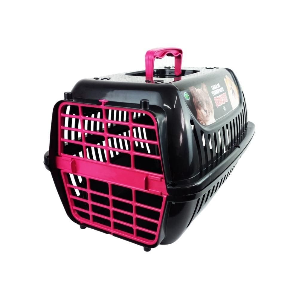 Caixa De Transporte Cães E Gatos Premium Preto E Rosa Nº 1