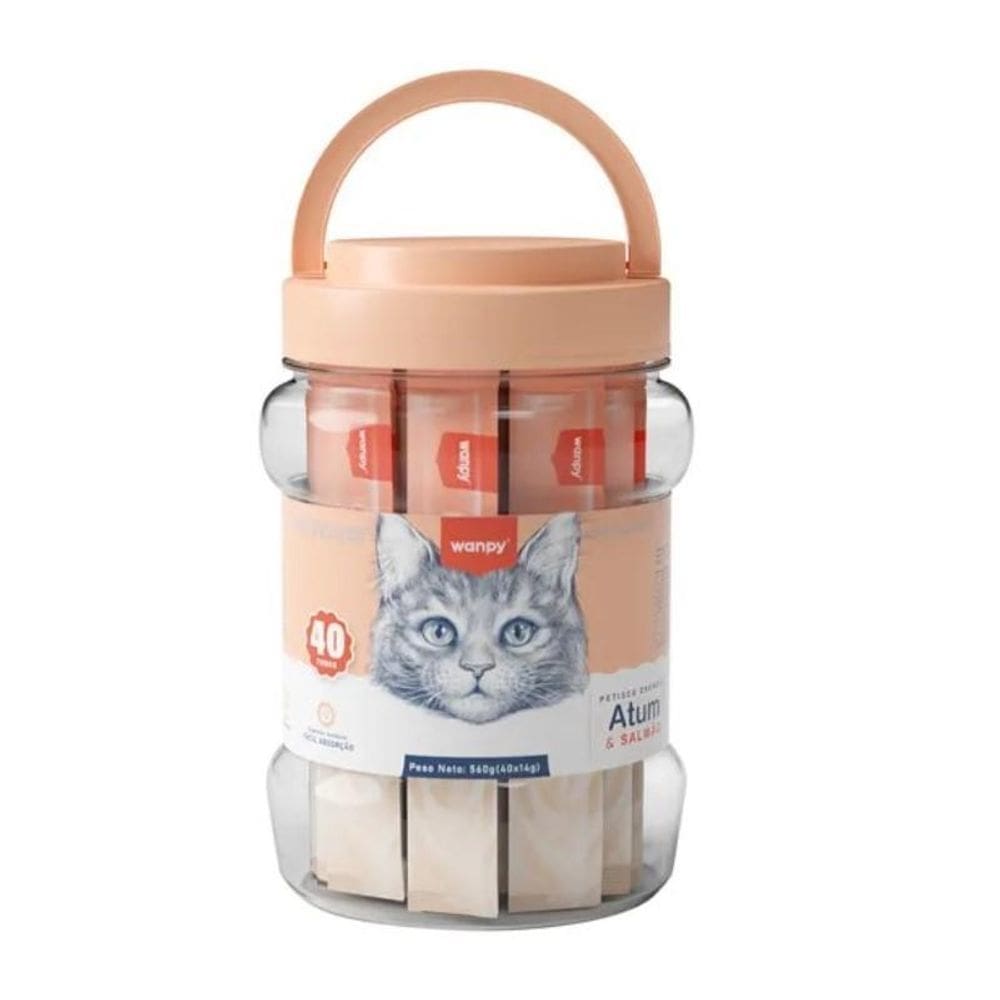 Petisco Gatos Wanpy Creamy Pote Atum E Samão 560G C/40