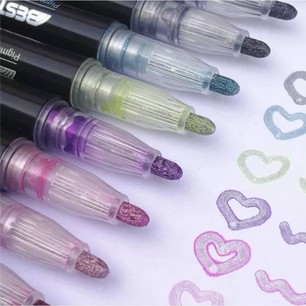 Caneta Outline Metálica Kit Com 8 Unidades