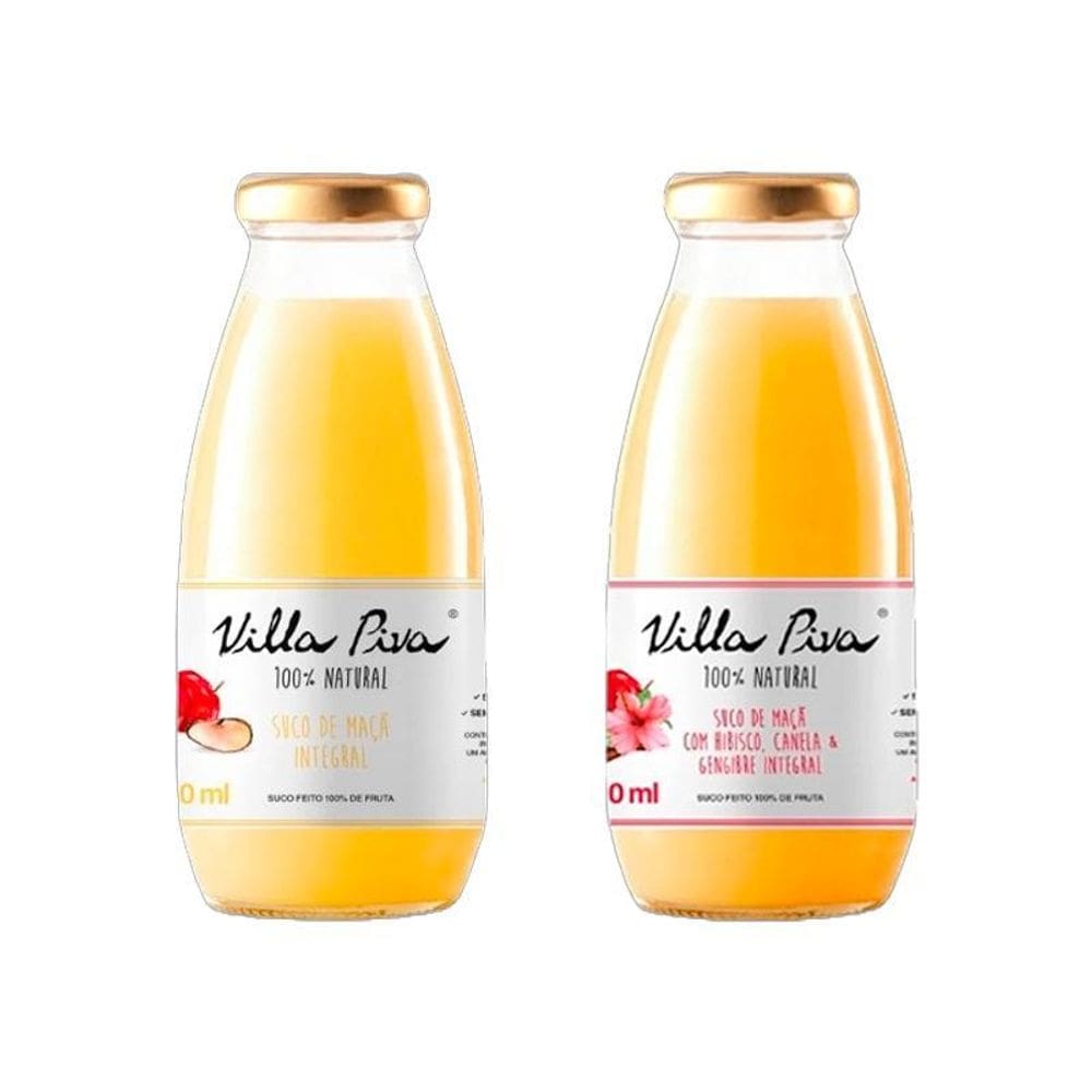 Kit 2 Sucos Integrais Villa Piva 300Ml: Maçã, Maçã Hibisco