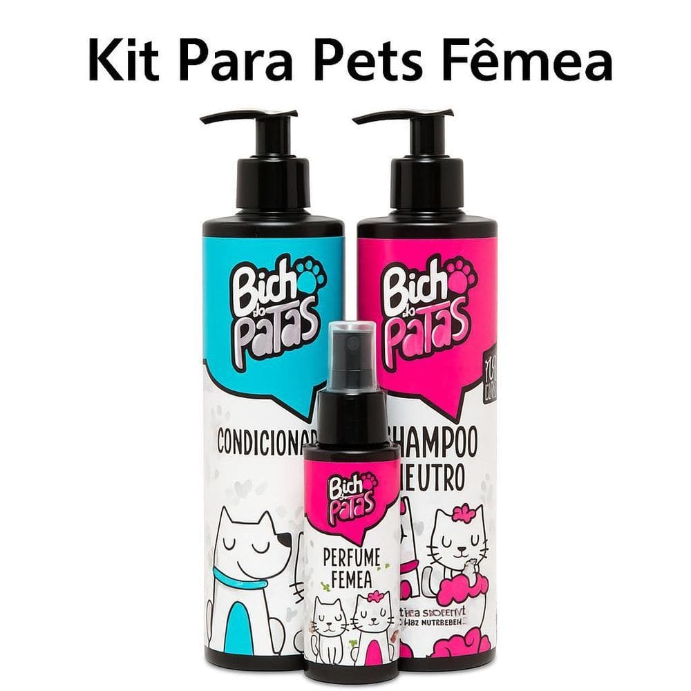 Kit Banho Essencial Femea Cães E Gatos - Bicho De Patas