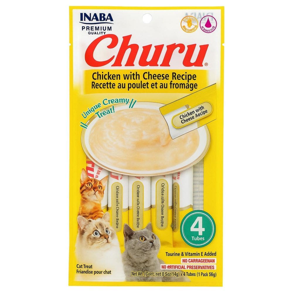 Petisco Gato Churu Frango Com Queijo 56G 4 Tubos Inaba