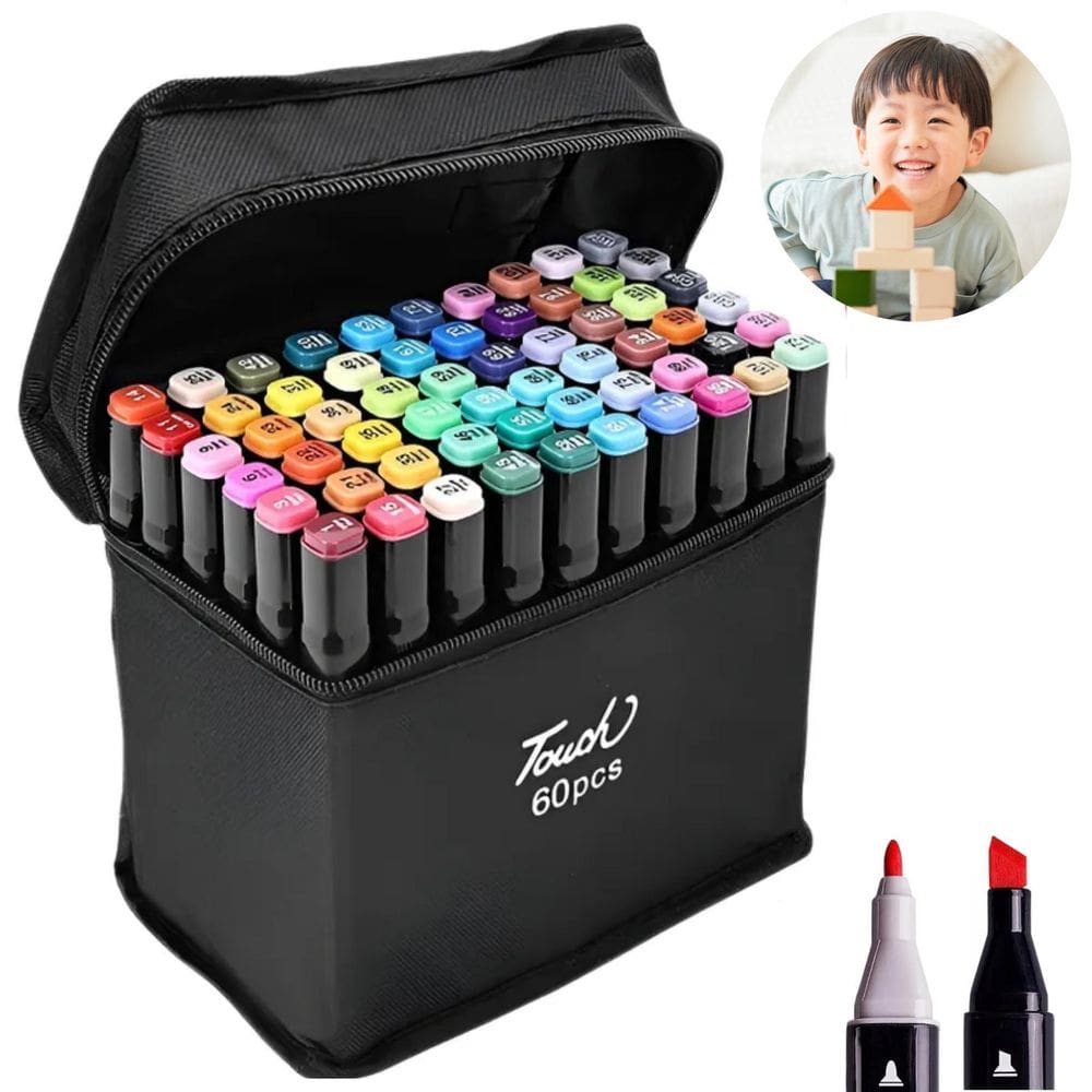 Marcador Caneta Touch Kit 60 Cores Para Colorir, Pintura E Lettering