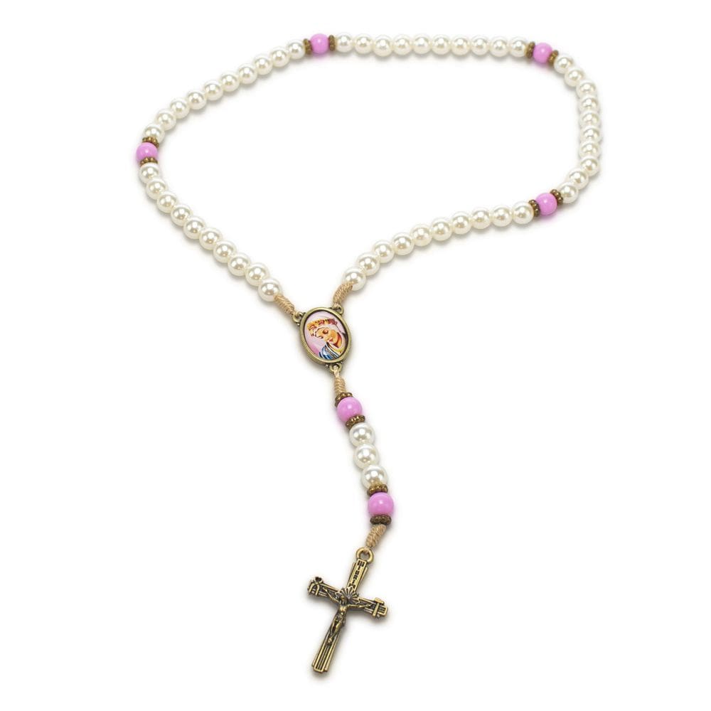 Terço Nossa Senhora Salette Rosa Perola 8Mm