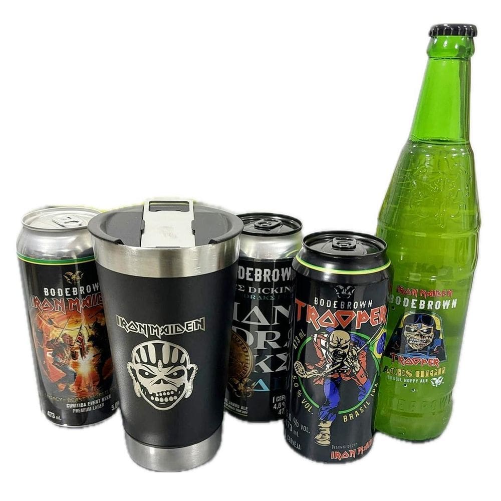 4 Cervejas Iron Maiden Trooper Premium + Copo Térmico 500Ml