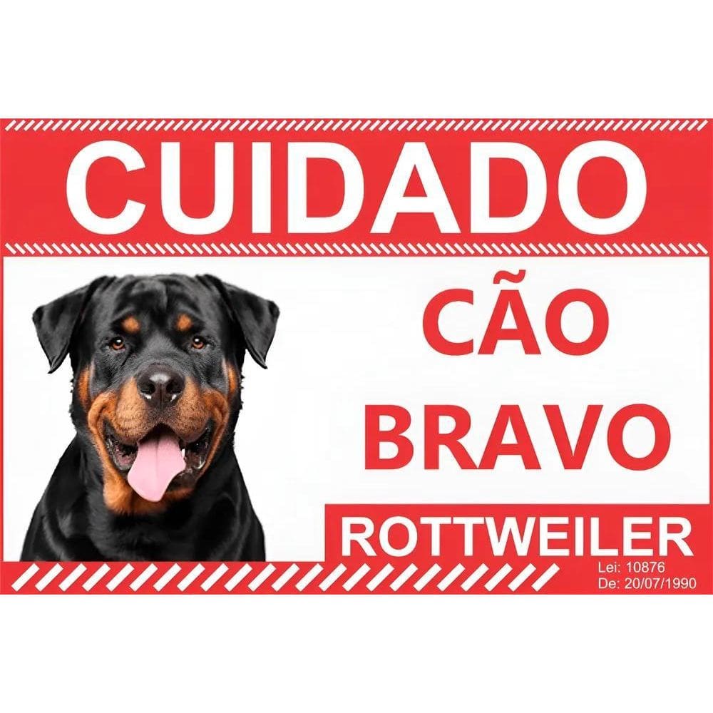 2X Cuidado Cão Bravo Rottweiler Placa De Advertência