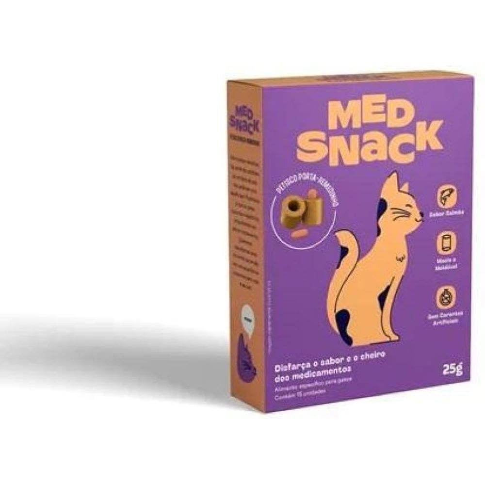 Med Snack Gatos Petisco Porta-Remedinho Sabor Salmão 25G