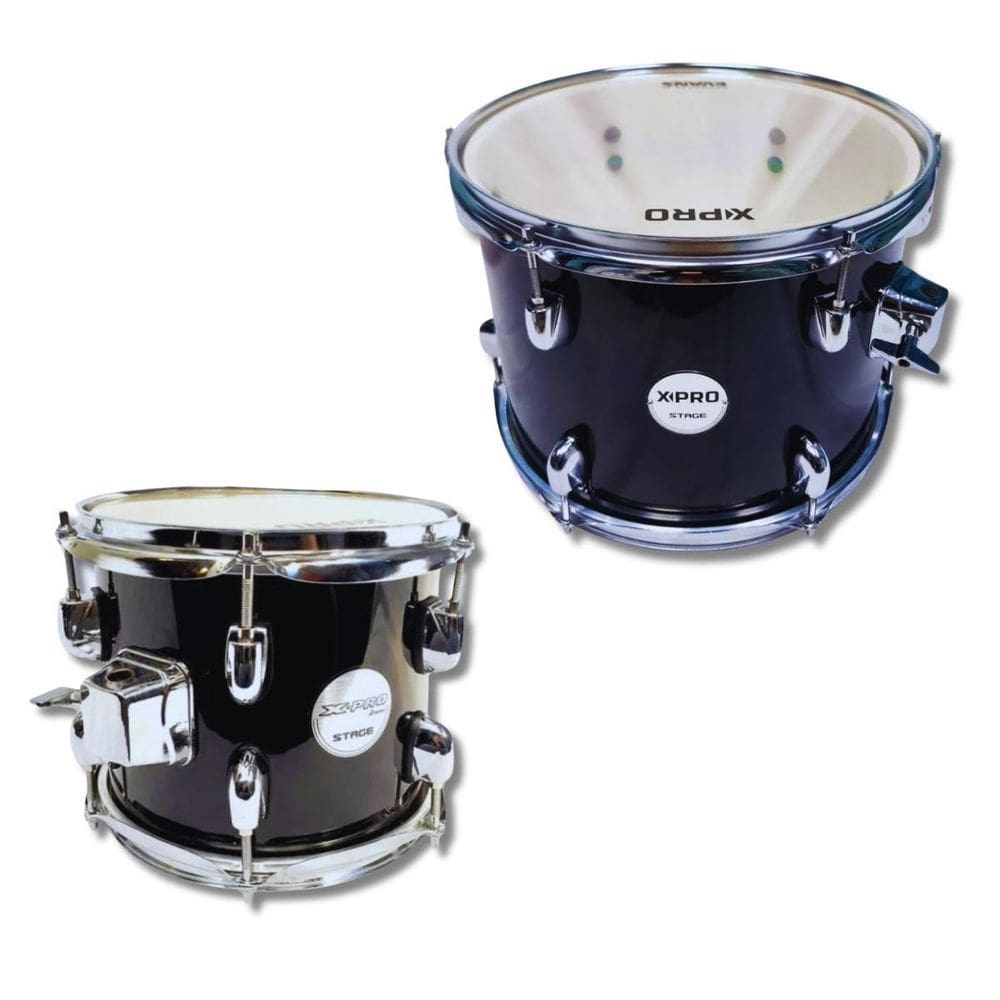 Kit Tom 10 E 12 De Bateria Em Madeira Com Caneca Cromo X-Pro