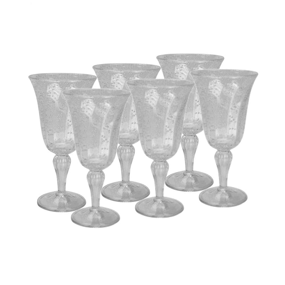 Cj 6 Taças de Acrílico C/Detalhes Bolhas Transparente 310ml Entrecasa