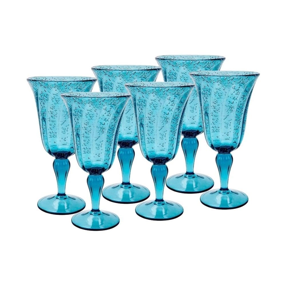 Cj 6 Taças de Acrílico C/Detalhes Bolhas Azul 310ml Entrecasa