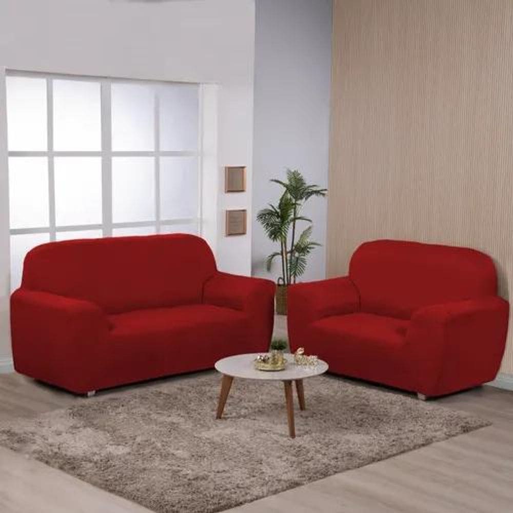 Kit Capa Sofa 2E3 Lugares Ibitex Malha Lisa Coladinha Cor