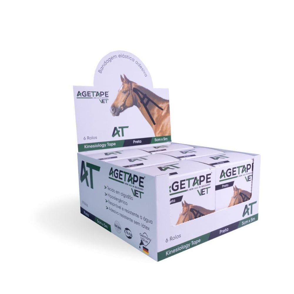 Kit 6 Rolos Agetape Vet - 5Cm X 5M - Preto