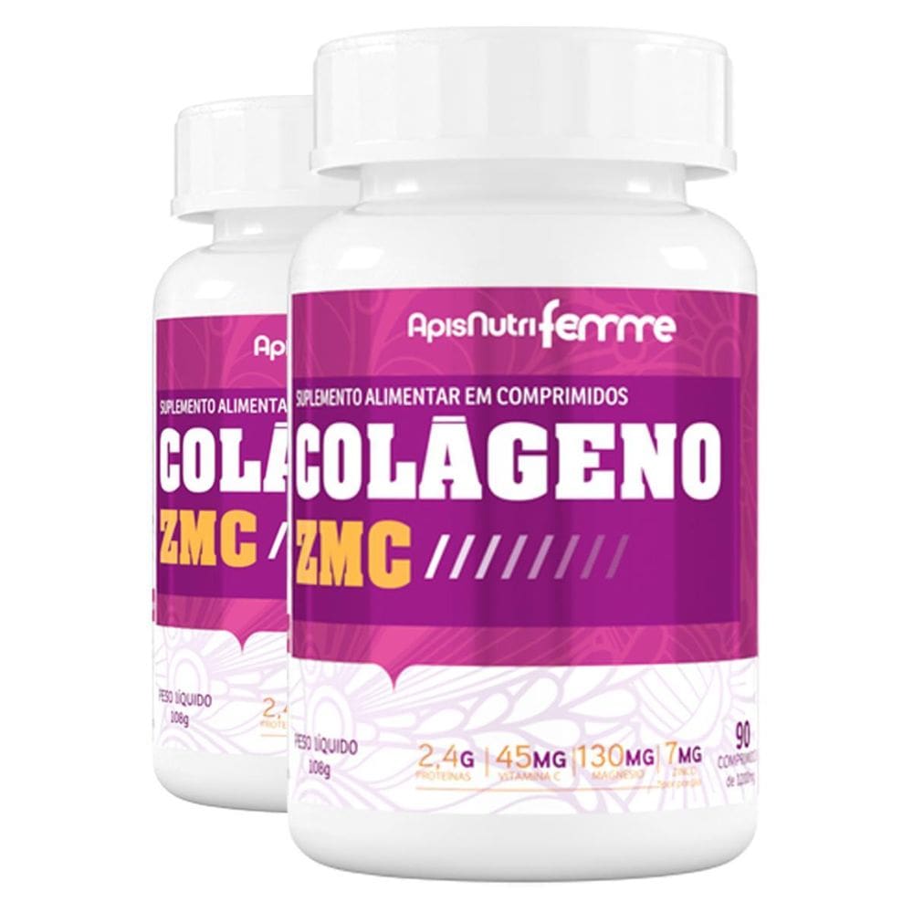 Kit 2 Colágeno Zmc Apisnutri Femme 1200Mg 90 Comprimidos