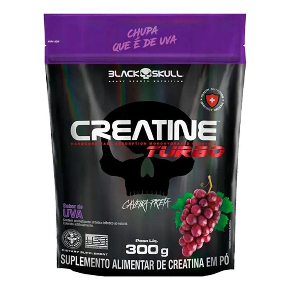 2X Creatina Turbo 300G Refil Black Skull Embalagem Econômica