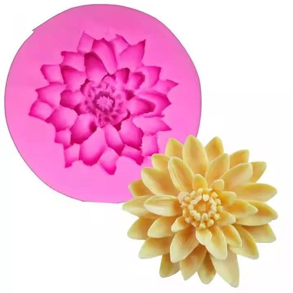 Molde Silicone Flor Lotus 3D Dalia Florzinha Crisantemo