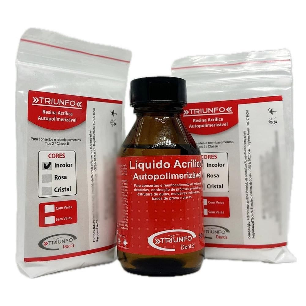 Kit Resina Acrílica Auto Pó Incolor 40G + Líquido 50Ml Cola