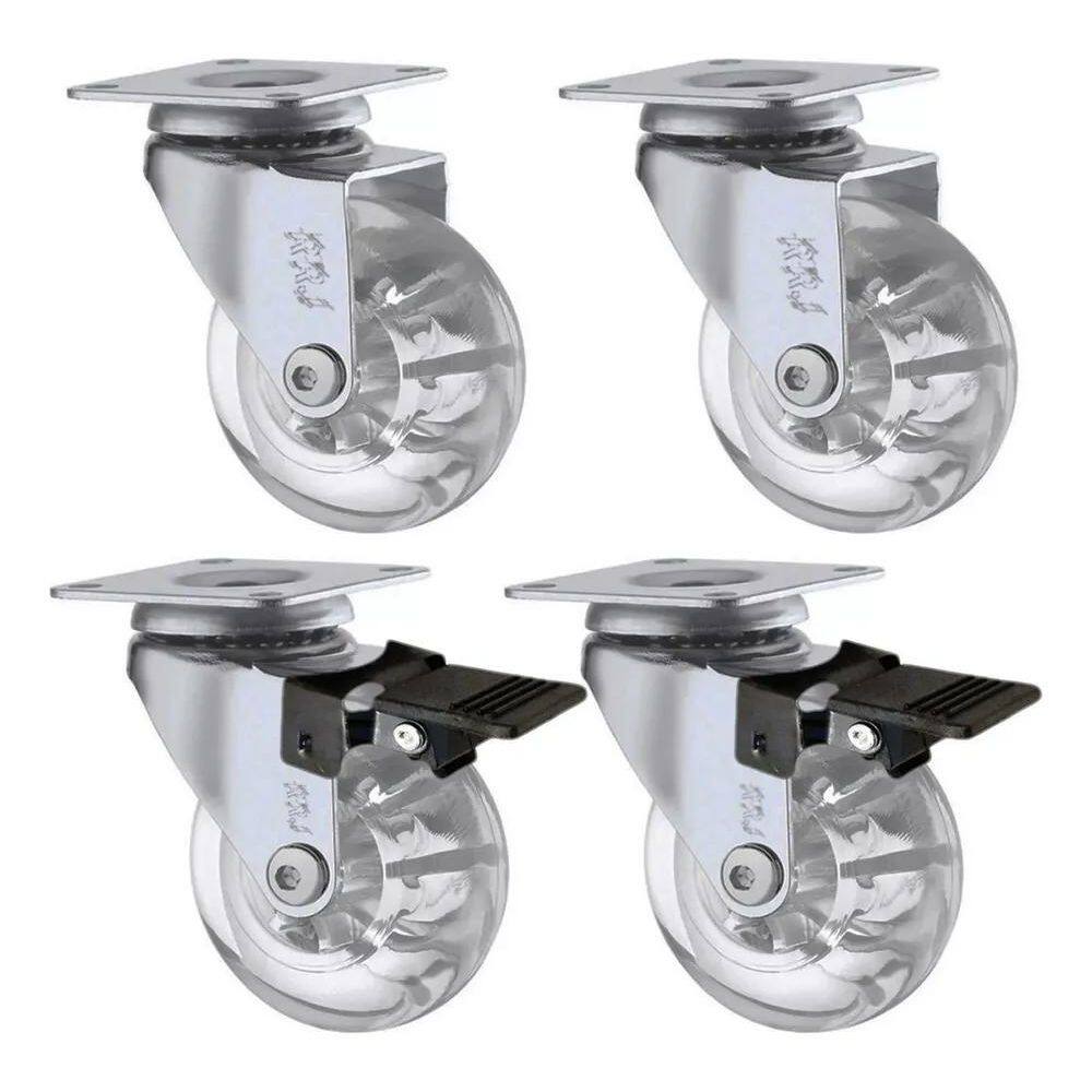 2X Kit 4 Rodinhas Silicone Rodizio De Gel Giratorio Com Plac