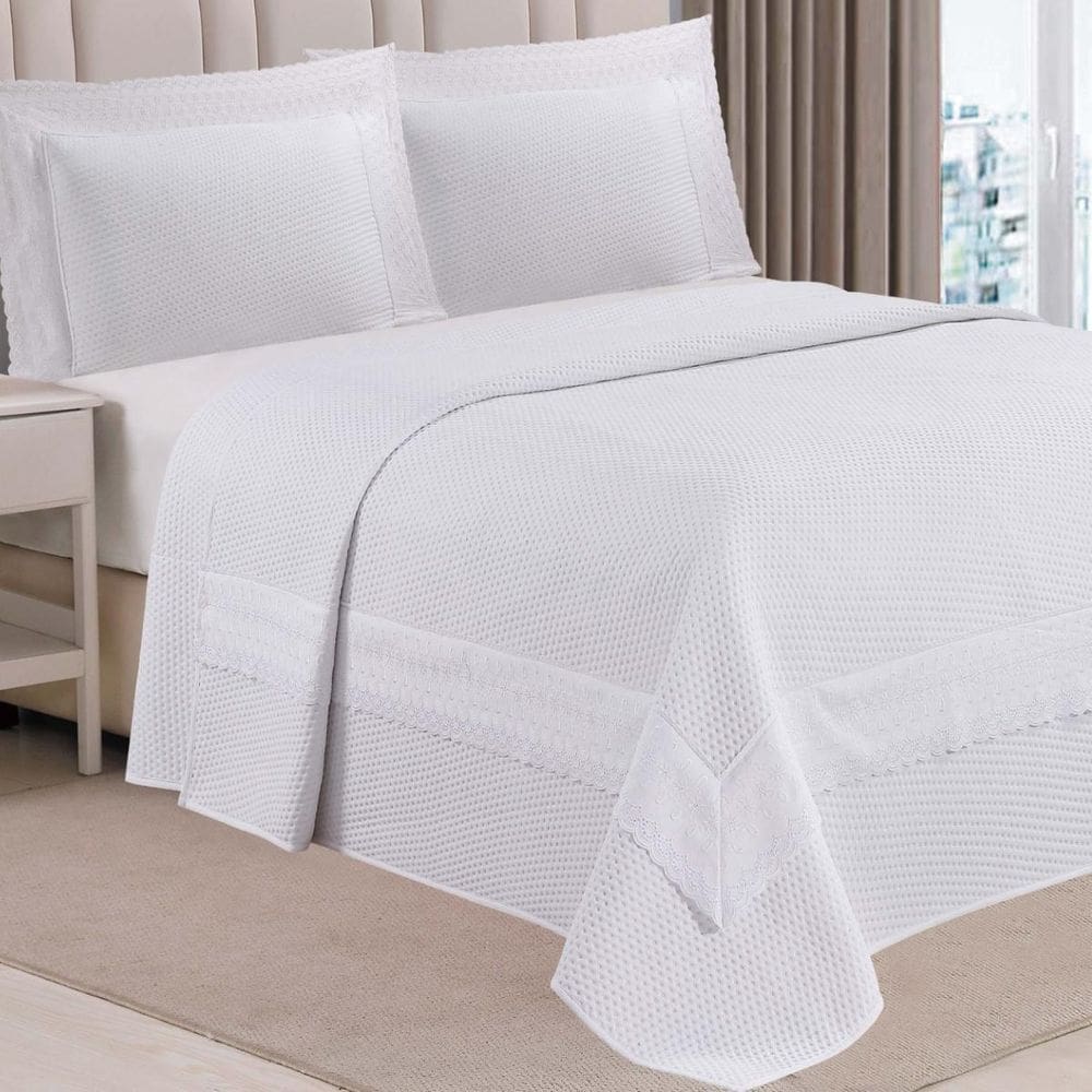 Kit Cobre Leito King Belly 300 Fios Bordado Super Macio E