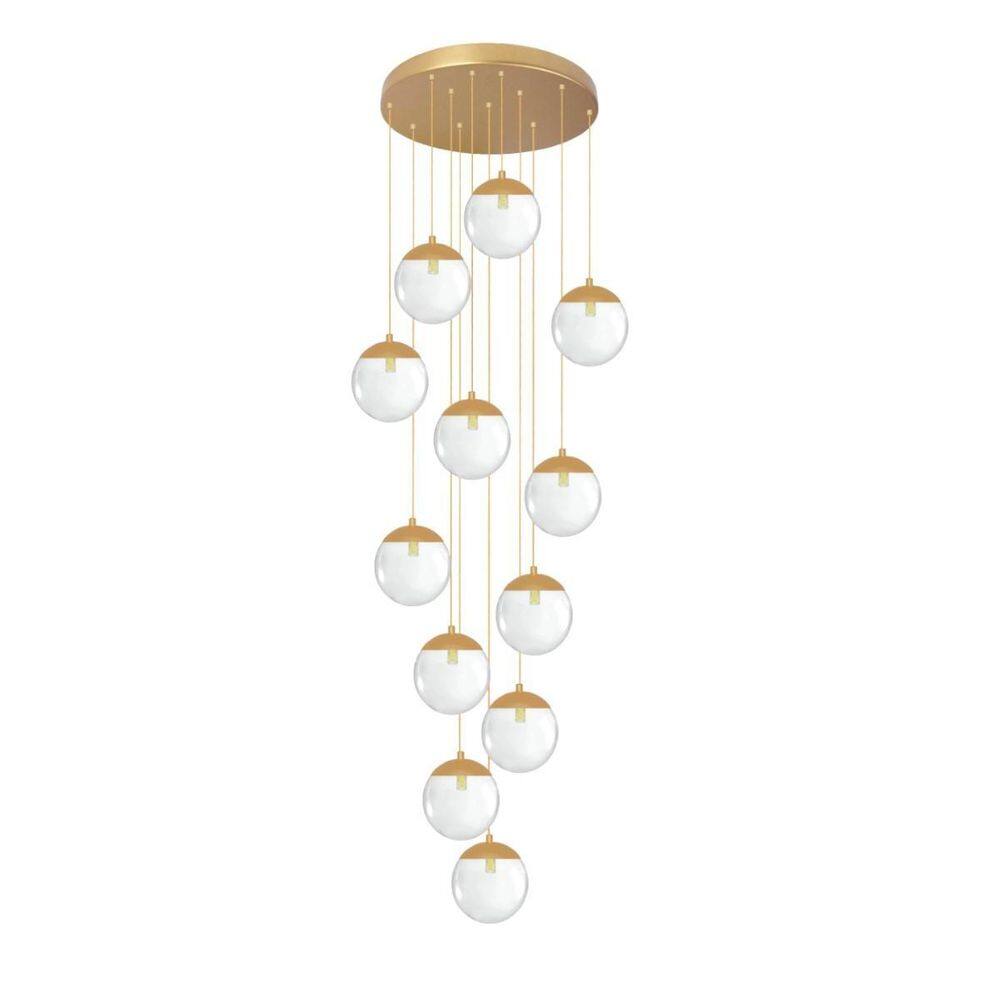 Pendente Moderno Dourado 60Cm Pé Direito Alto Sala Escada Vi