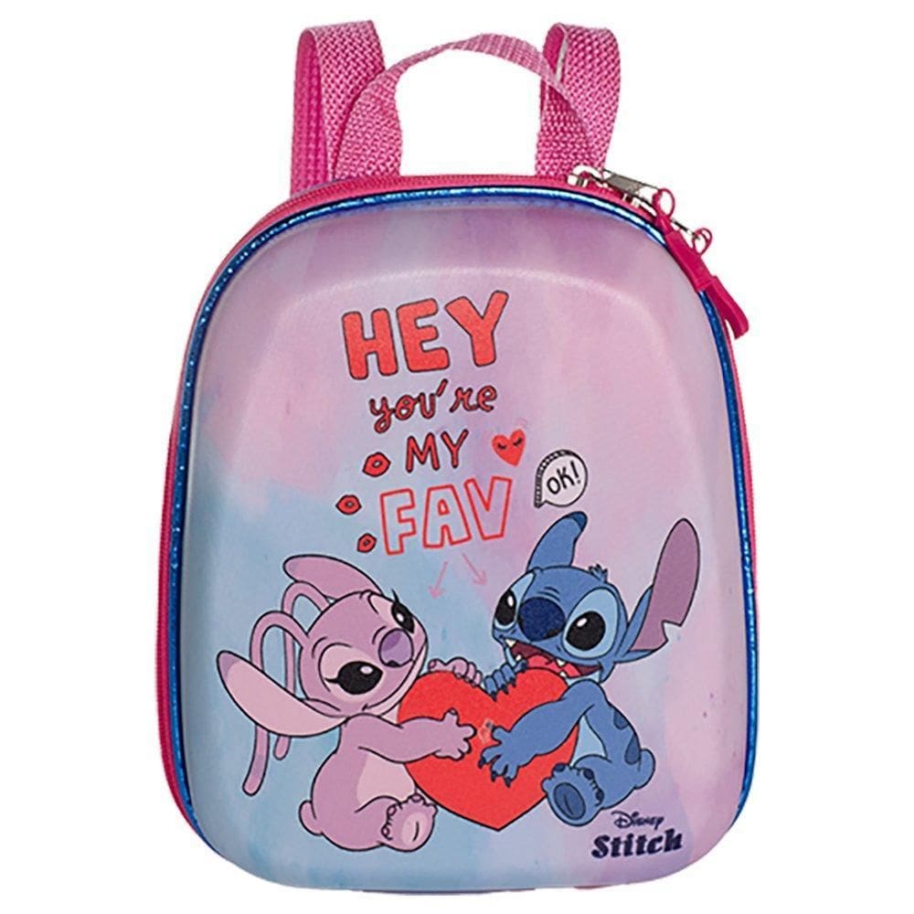 Mochila Infantil Stitch E Angel Tamanho P - Rosa