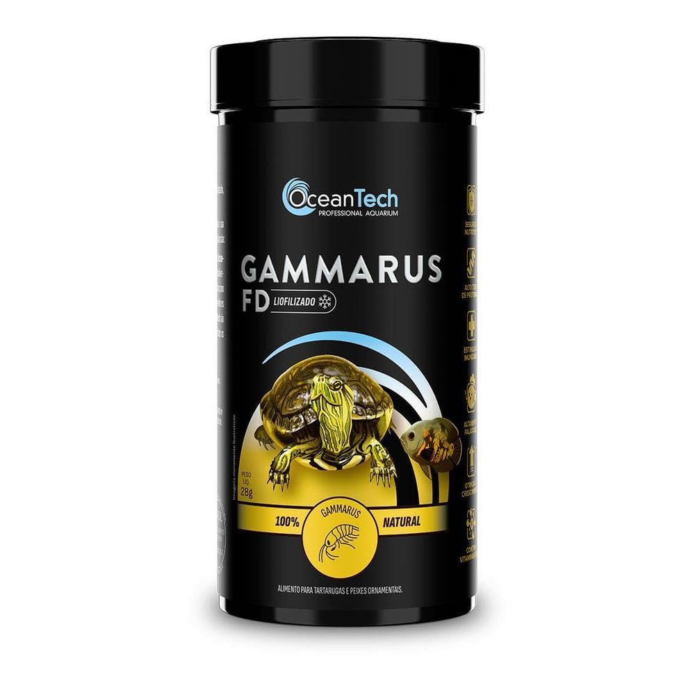 Ração Oceantech Gammarus Desidratado Tartarugas Peixes 28G
