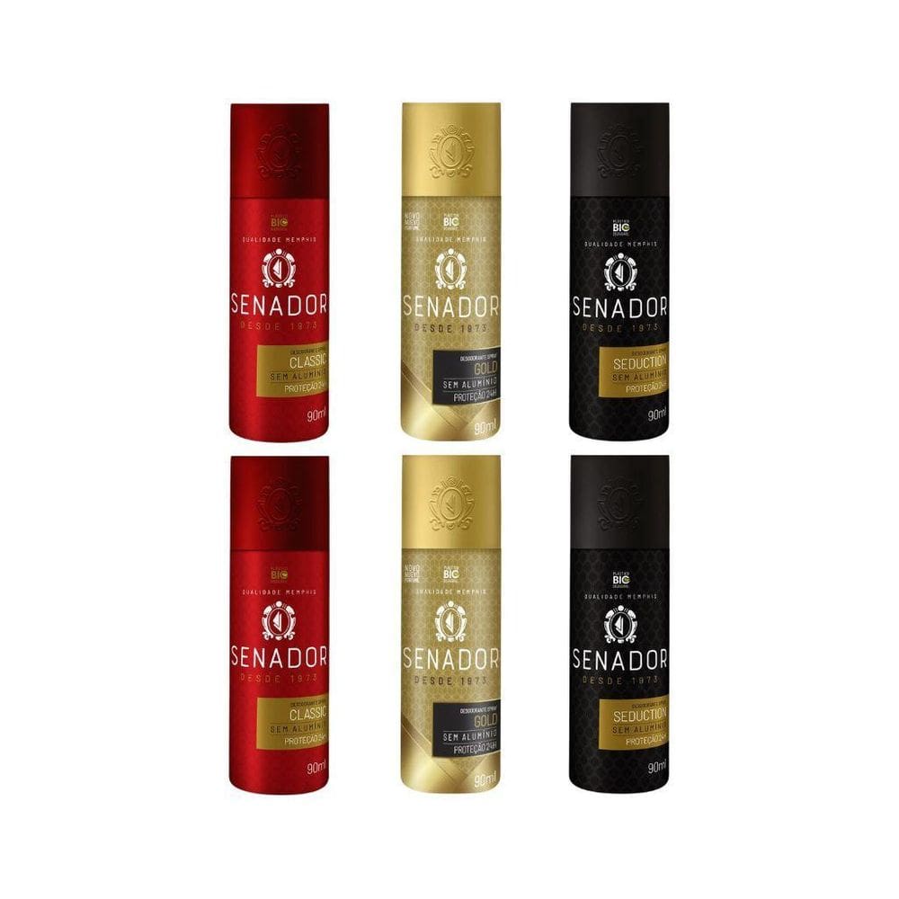 Kit Desodorante Senador 2 Classic + 2 Gold + 2 Seduction