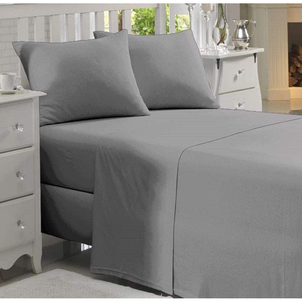 Jogo Lençol Cinza Casal Queen 4 Peças Algodão Percal 150