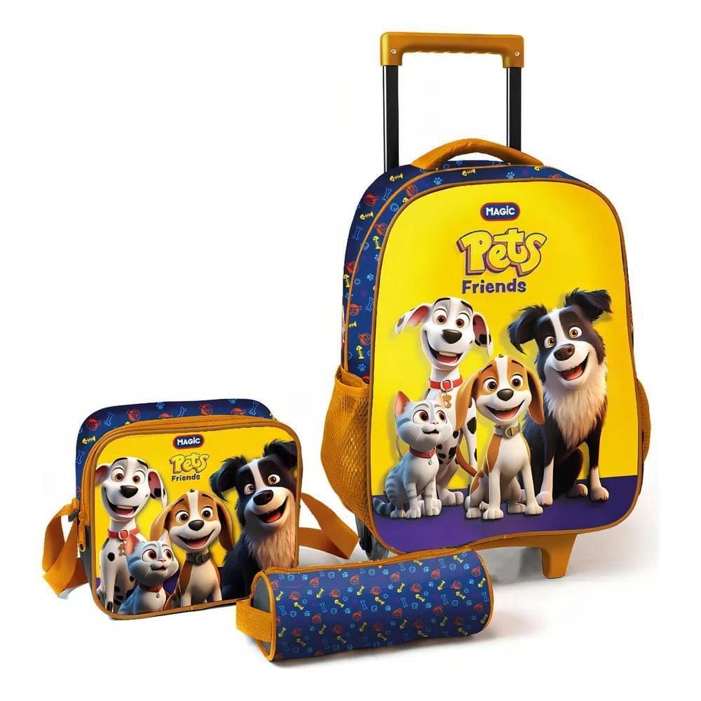 2X Kit De Mochila Escolar Magic Kids Mochila De Rodinhas Com