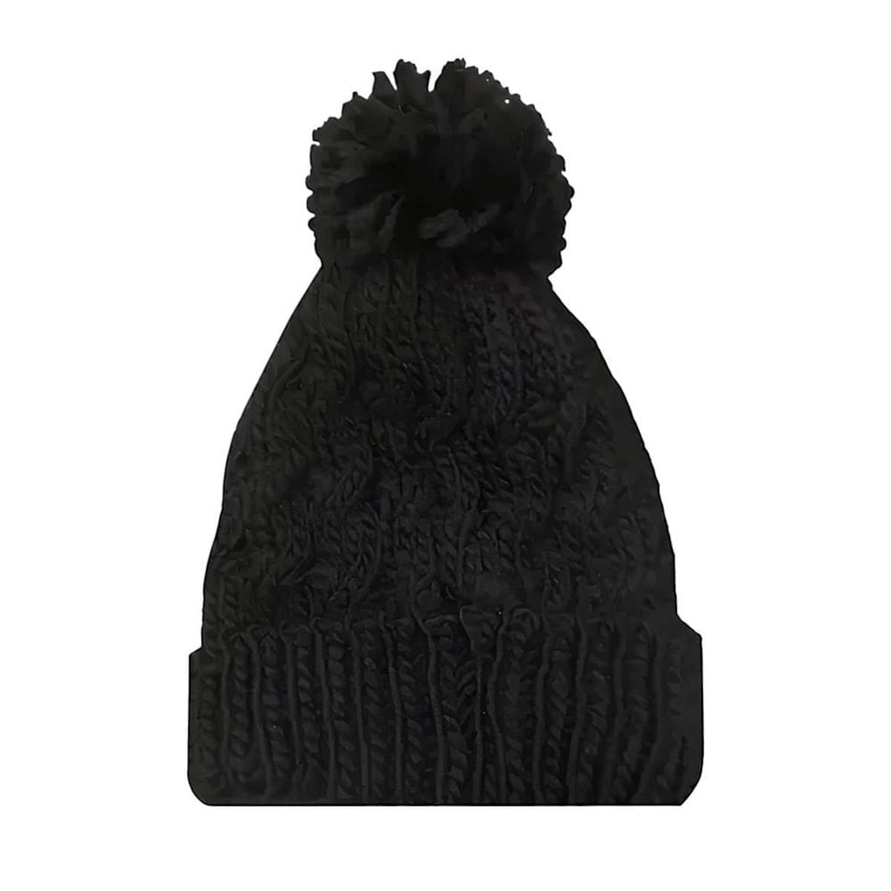 Touca De Tricô Com Pom Pom Frio Inverno - Preto Unico
