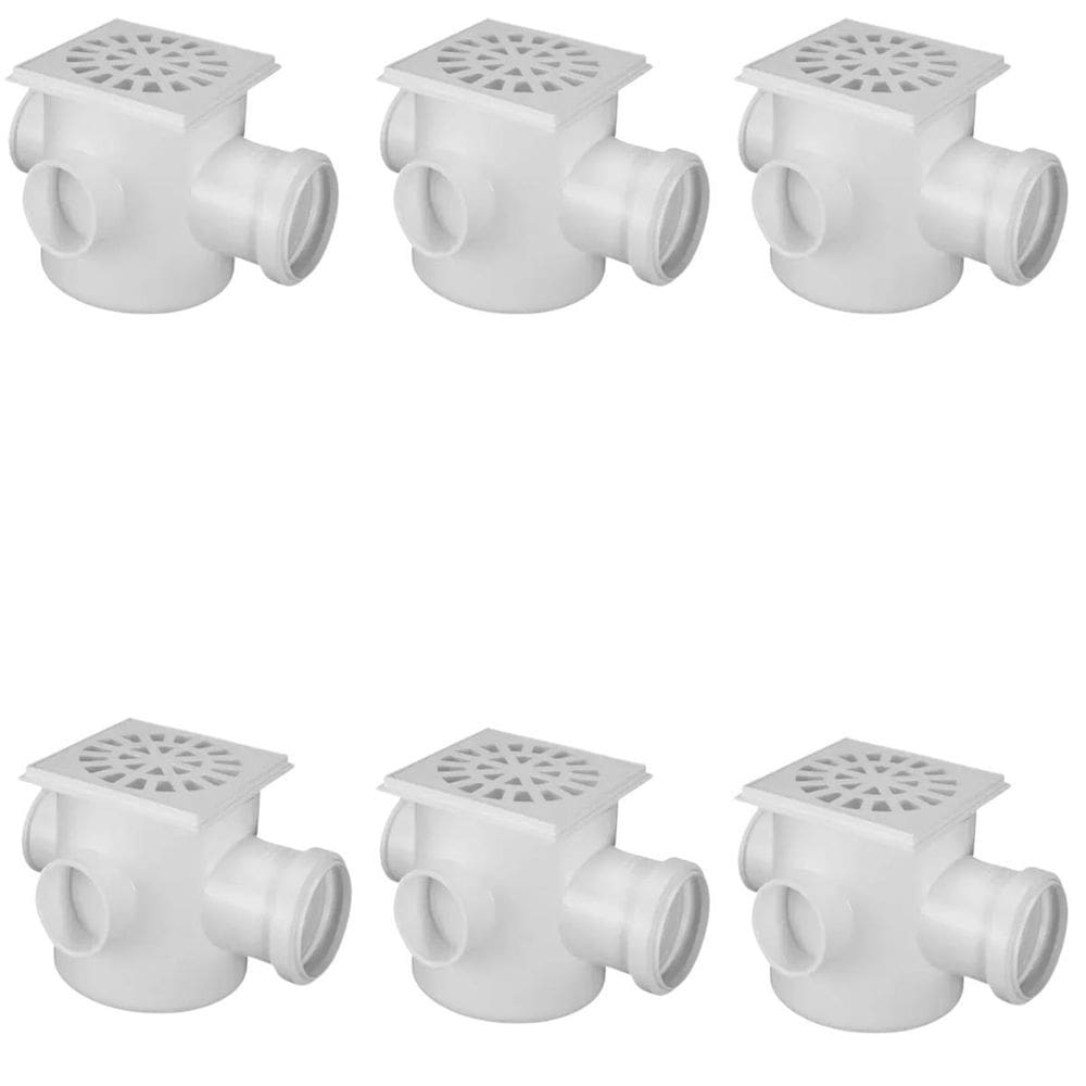 Caixa Quadrada Dn 100X100X50 Pvc Com Grelha Kit 06 Un