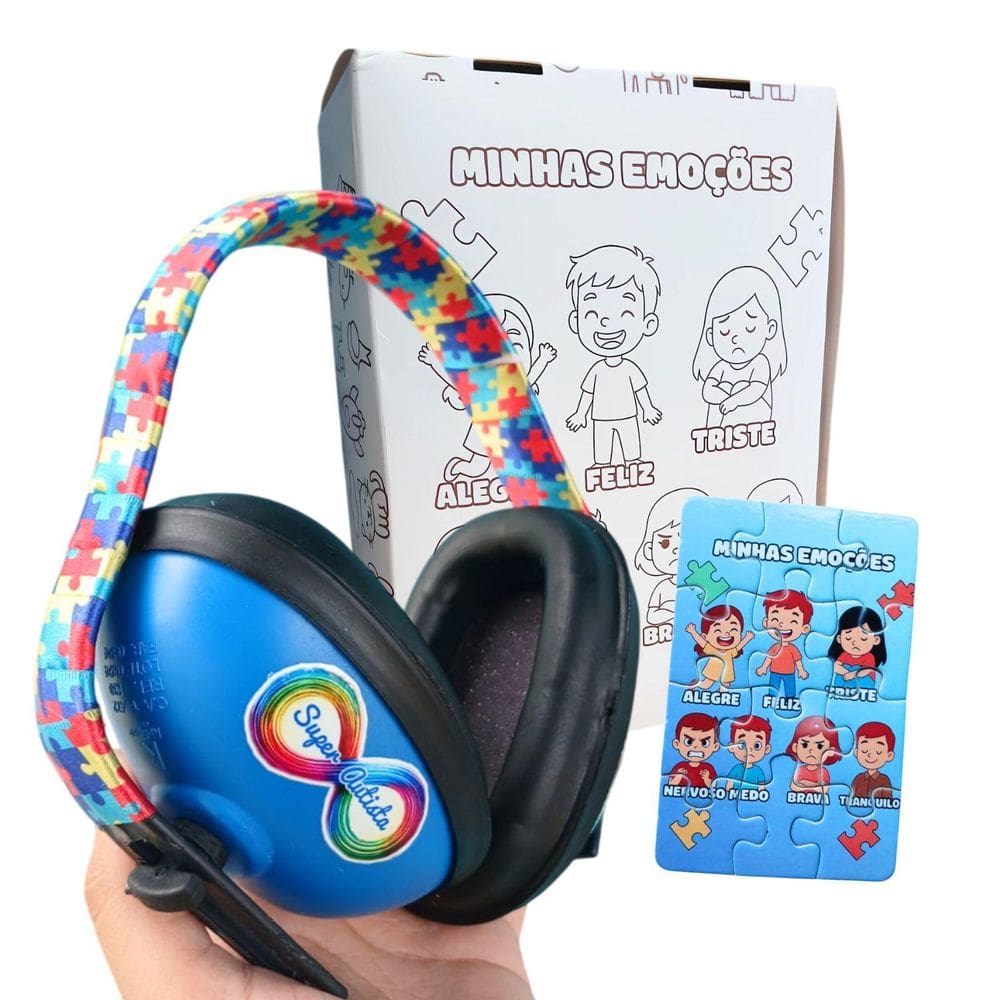 Abafador Para Autistas Com Caixa De Colorir E Quebra-Cabeça