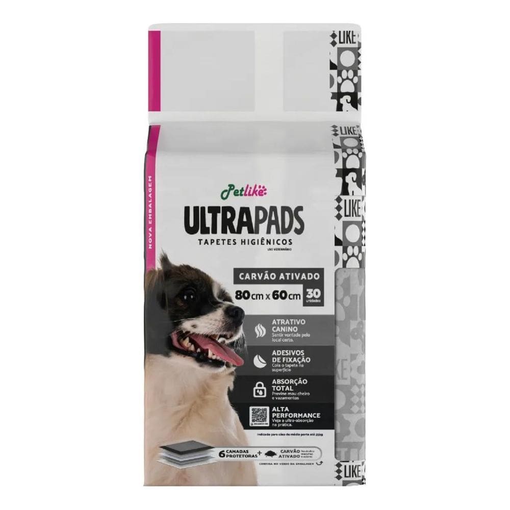 2X Petlike Ultra Pads Tapete Higiênico Com Carvão Ativado 80