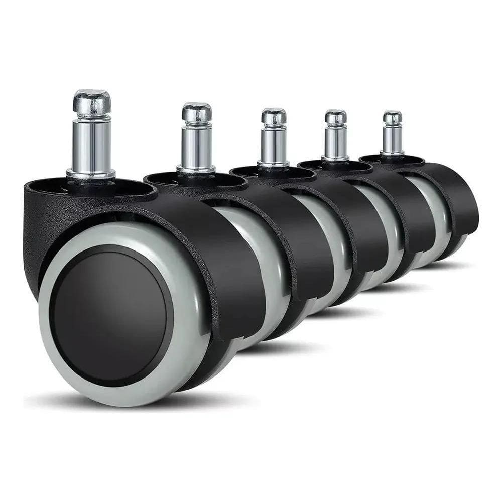 2X Rodízio Kit 5 Rodinhas Cadeira Escritório Silicone Antiri